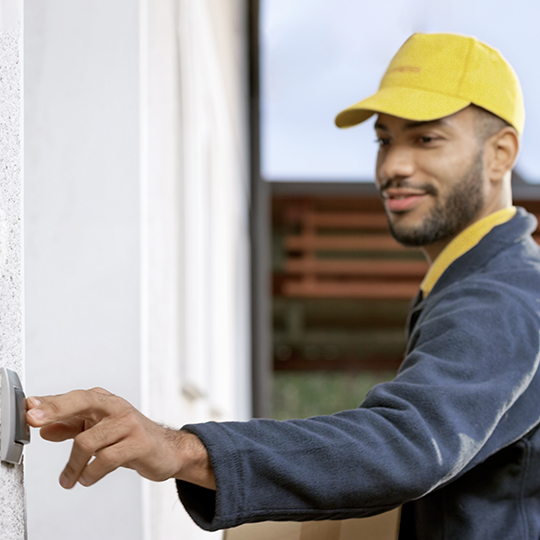hombre tocando timbre