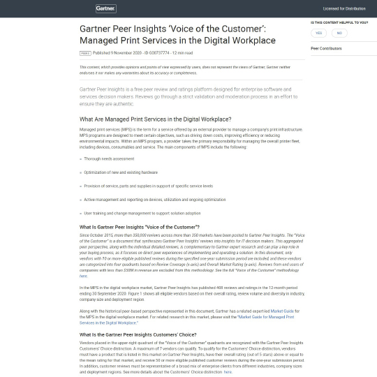 Screenshot of report